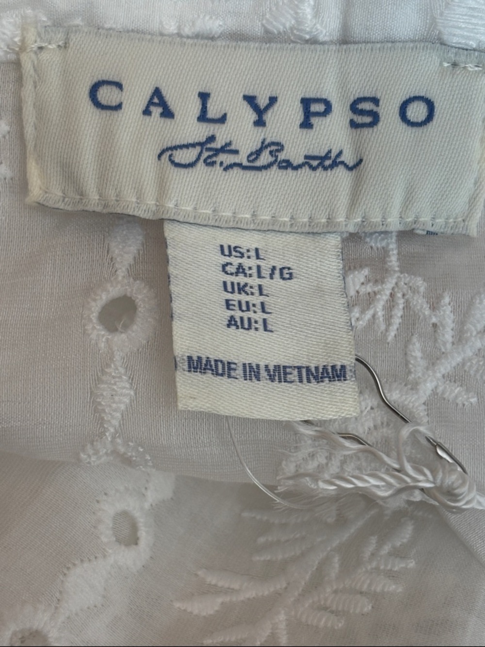 Calypso St. Barth White Sheer Embroidered Eyelet Blouse Cotton Voile MSRP $325 - Picture 6 of 10
